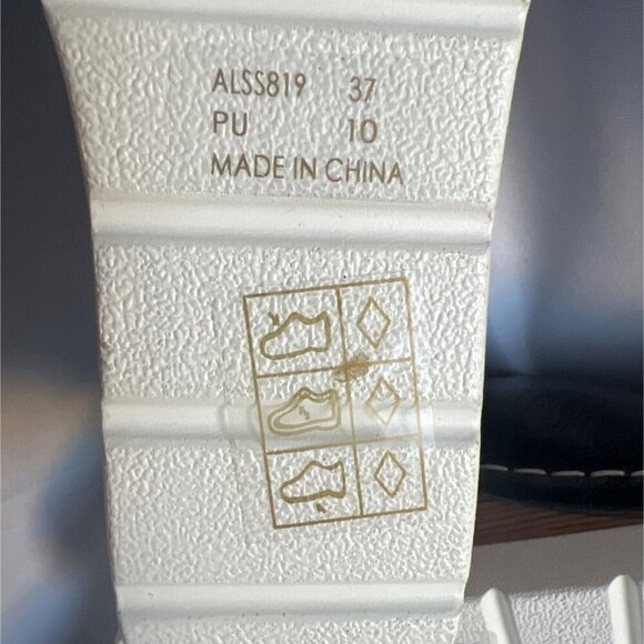 Alexis Leroy Black Wedge Sandals open Toe Black slip on sandals Size 37 - Picture 8 of 9